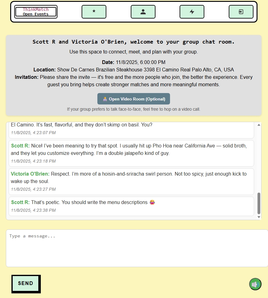 ThinkMatch chat interface